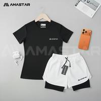 AMASTAR - 2 PCS/1set Jersey Baju Wanita Dan Celana Double sh