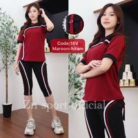 Setelan Olahraga Wanita Dewasa One Set Pakaian Senam Zumba Y