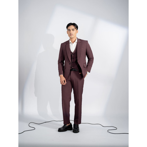 Goldy Outfit Setelan Jas Celana & Rompi Burgundy - Vente Ser