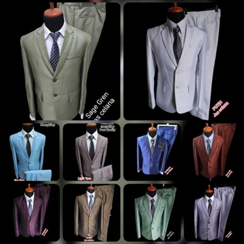 Podo Moro 1 stel Jas bahan semi woll kilap SAGE GREEN jas pe