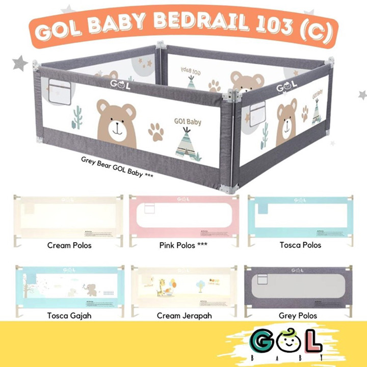 GOL Baby Bedrail Baby Bed Rail Rails / Pagar Pembatas Pengaman Penghalang Pagar Kasur Ranjang Tempat Tidur Anak Bayi Balita Baby / Baby Bed Guard Bedguard Fence / Baby Safe Safety Guard / Sekat Kasur / Bumper Bed / Pengaman Baby / Baby Box 103 CM A B C