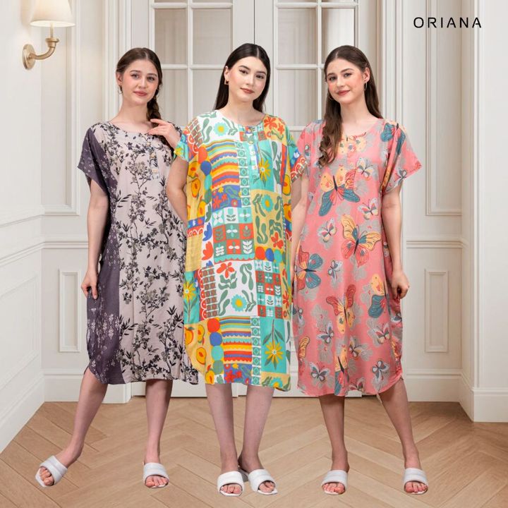 Oriana Daster Pendek Collection | Daster Kaftan Rumahan Busui Kava Series
