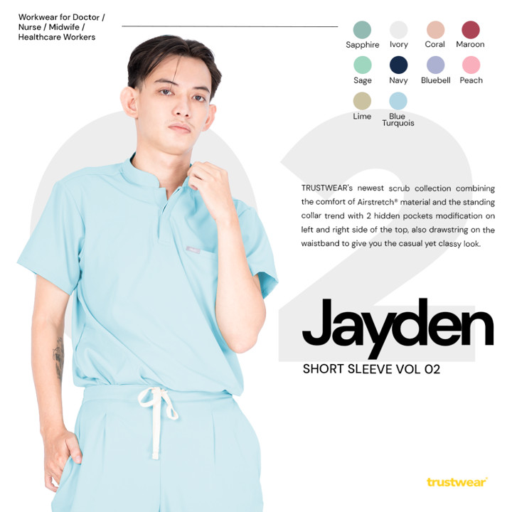 [Scrubs Jayden] Doctor's Scrub/Set Baju Celana Jaga OKA OK Perawat/Dokter Lengan Pendek II