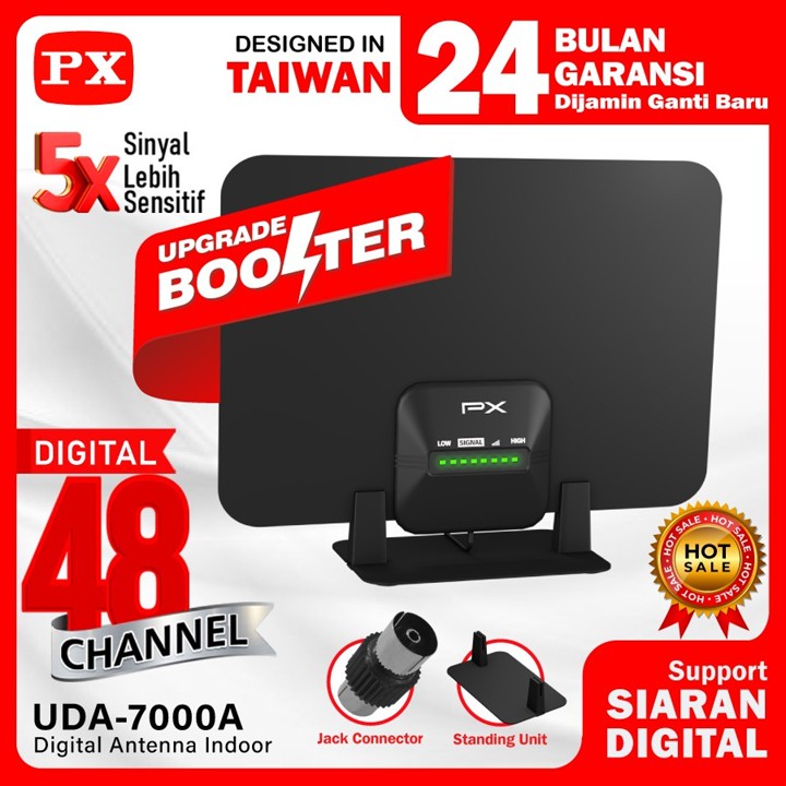 Antena TV Digital Indoor Dinding DVB-T2 + Booster LED PX UDA-7000A