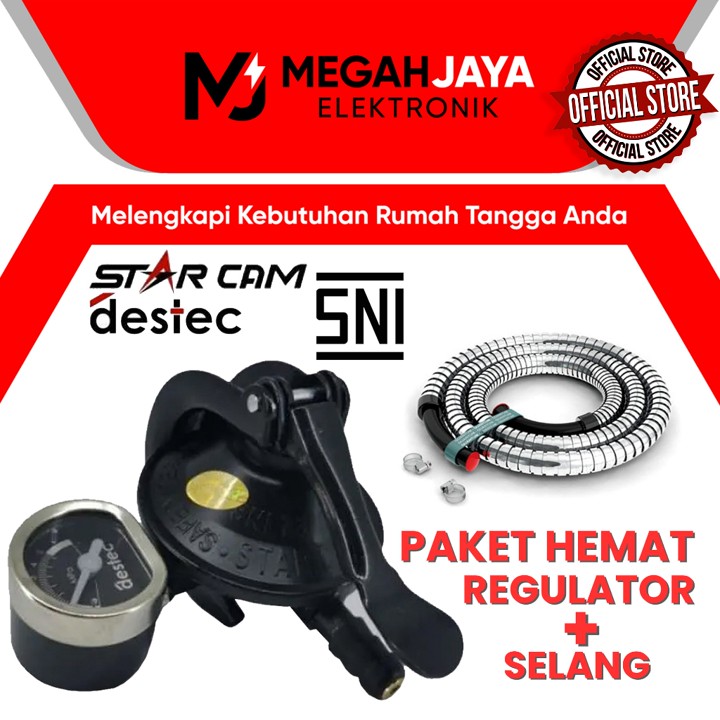 PAKET HEMAT STARCAM / WINN GAS / GASCOMP SUPERLOCK REGULATOR + SELANG KOMPOR GAS GAS LPG DOUBLE LOCK TEKANAN RENDAH SC-T12RM METER / SC-T12R / GRS 01 / GRS-01 (GARANSI RESMI)