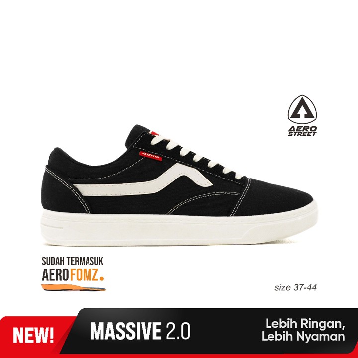 Aerostreet 37-44 Massive Low 2.0 Hitam Natural - Sepatu Sneakers Casual