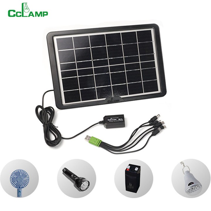 CCLAMP Solar Panel Tenaga Surya - Panel surya multifungsi dilengkapi dengan beberapa kabel pengisi daya Pengisian Daya Ponsel Tenaga Surya Portabel