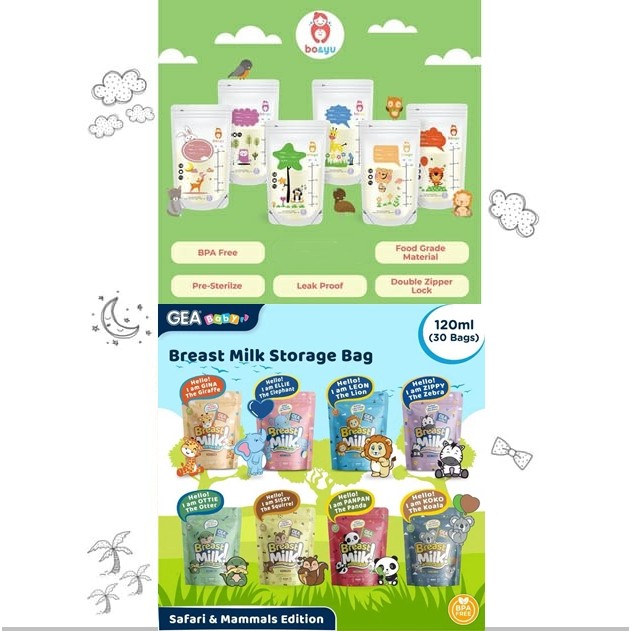 Kantong ASI 120ml - 30pcs Bo&yu GEA / Breastmilk Storage Bag BPA FREE / Plastik ASI / Kantong Asip / Air Susu Ibu / Kantong ASI Polos / Breast Milk Bag / ASI Bag / Bag Susu / Perlengkapan ASI / Plastik Susu Bonyu