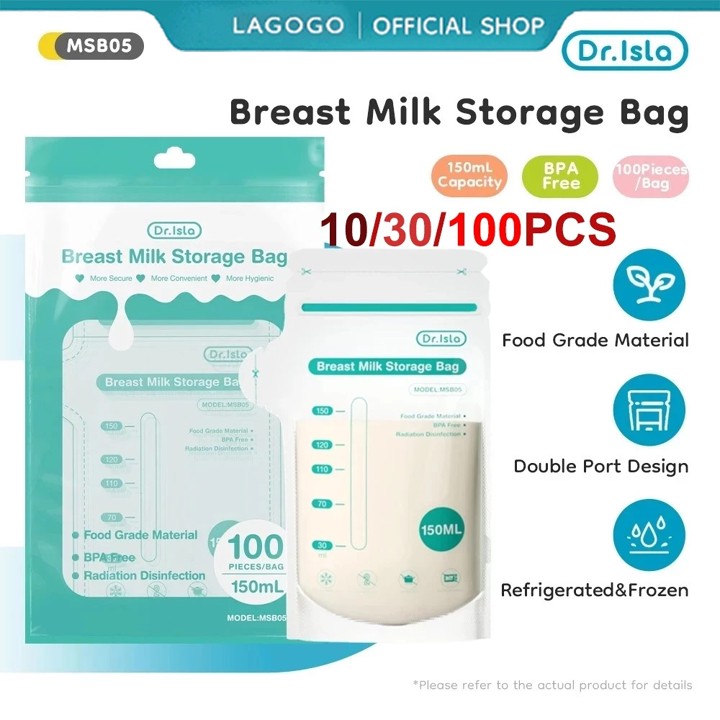 Dr.isla Kantong ASI Aman Tidak Beracun Portabel BPA Free 150ml 10/30/100Pcs Breastmilk Storage Bag MSB05