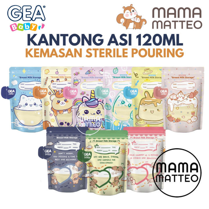 GEA Baby Kantong ASI 120ml Kemasan Pouch / Special Edition Capybara Gaby Bunny Stef Bear Ella