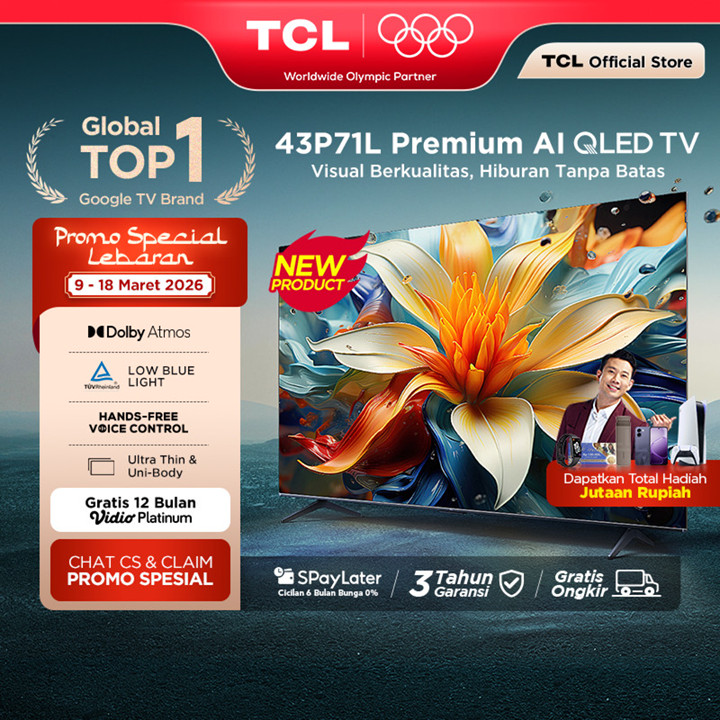 TCL 43 inch P71L - 4K QLED TV - TCL AI - High Brightness - D