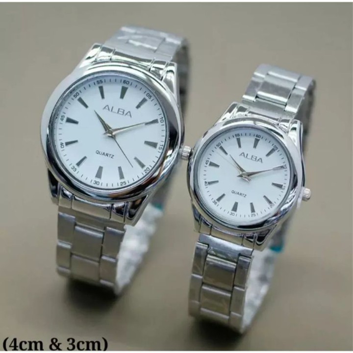 (Cod)Jam Tangan Couple Alba Balok l Jarum Harga 1pcs Strap S