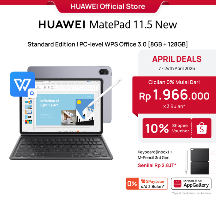 [FREE PEN] HUAWEI MatePad 11.5” New Standard Edition Tablet | WPS Office 3.0 Tingkat PC Eksklusif | 10,100 mAh 40W HUAWEI SuperCharge