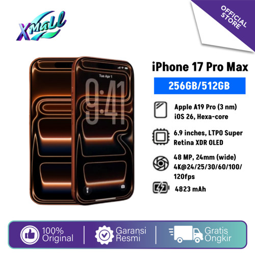 iPhone 17 Pro Max [256GB, 512GB] Super Retina XDR OLED 6.9 inches - Garansi Resmi