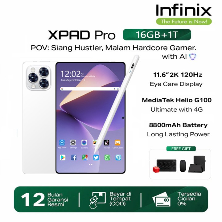 INFINlX Baru Tablet PC XPAD Pro Asli Baru 11.6 inci IPS Screen 5G/4G 120Hz Tablet Android 16GB+512GB promo trade in tab Dual SIM Wi-Fi Tab HD Kamera Dual SIM Wi-Fi Tab Android 15 PRO 12 edukas tablet Gaming kantor Tablet murah tablet Asli Resmi Infinixs T