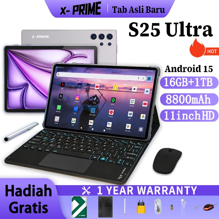 [COD] X-PRIME Baru 5G tablet android samsung S25 i pad (16GB+1024GB) 8800 mAh 10.1 8 inch"HD Screen 120hz Tab Android 15 Dual Sim Card, Tablet PC Murah untuk Belajar gaming office Anak original 100% resmi