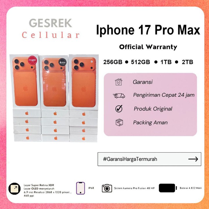 iPhone 17 Promax 256GB 512GB 1TB 2TB - Garansi Resmi Indonesia