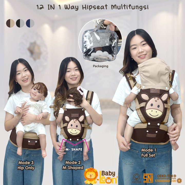 BABY LEON Gendongan Depan Model Terbaru Hipseat Baby Gendongan Bayi Depan BY-60-GB Gendongan Anak Depan Multifungsi Baby Carrier Gendongan Multifungsi Gendongan Samping