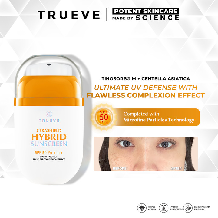 TRUEVE Cerashield Hybrid Sunscreen - Tone Up Hybrid Sunscreen Bumil Busui Acne -