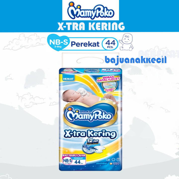 Mamypoko NBS44 Perekat NB New Born Xtra Kering NBS Pempes Newborn Popok Bayi Baru Lahir Sekali Pakai