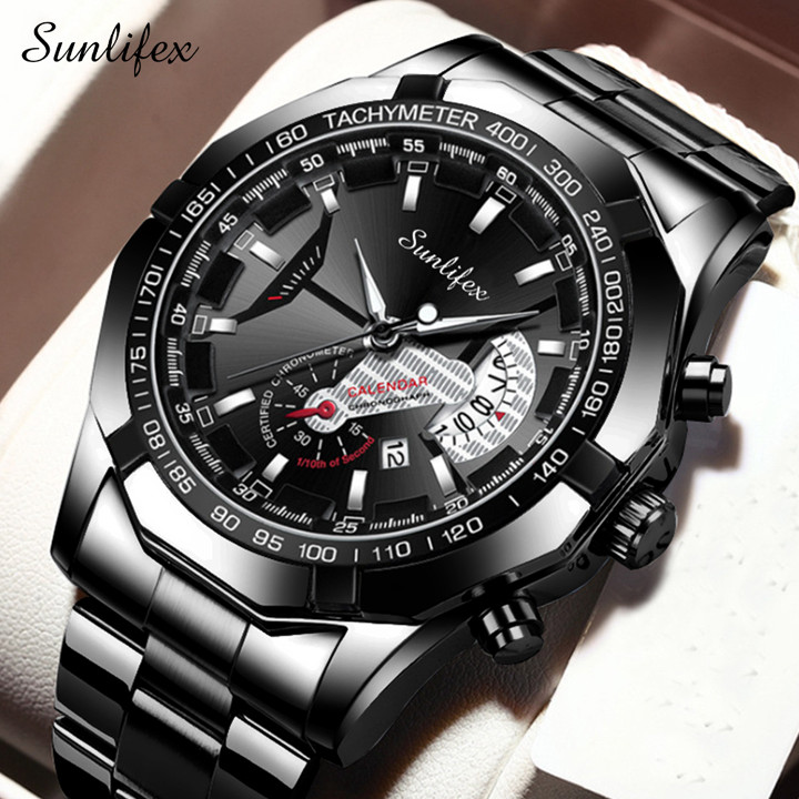 Sunlifex Jam Tangan Pria 9094 Original Kuarsa Kalender Tali 