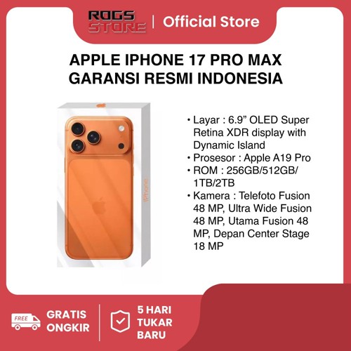 Apple iPhone 17 Pro Max Garansi Resmi Indonesia 256GB 512GB 1TB 2TB Garansi Resm