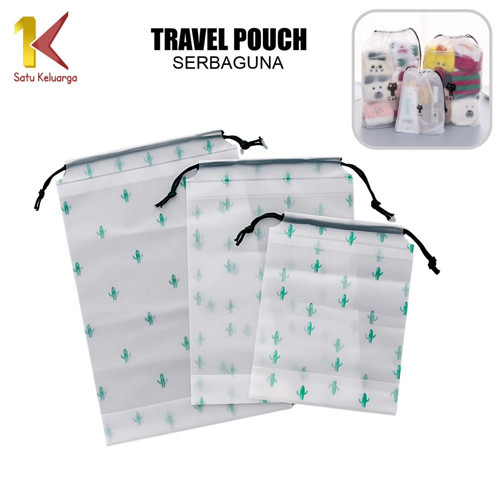 Satu Keluarga Travel Pouch Organizer C33 Tas Serut Kosmetik Karakter Tempat Penyimpanan Serbaguna