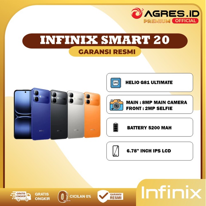 Infinix Smart 20 4GB/64GB I 4GB/128GB Garansi Resmi Infinix Indonesia