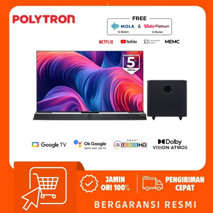 POLYTRON 4K UHD Smart Cinemax Soundbar Google TV 43 Inch – P