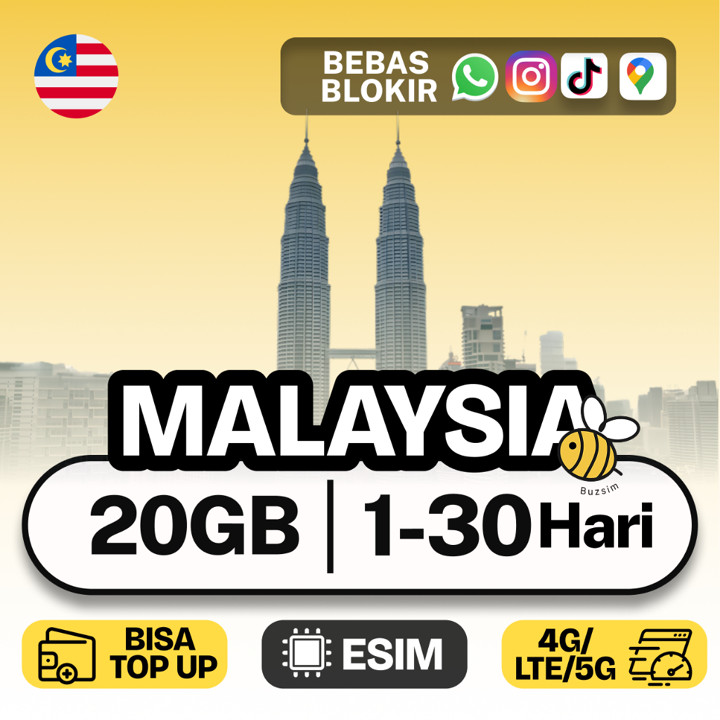 Buzsim eSIM Malaysia Single Country Total Kuota Data Internet Roaming