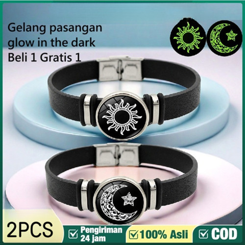 Gelang Bintang Bulan yang Menyala dalam Gelap Gelang Kulit Pasangan Gelang LDR B