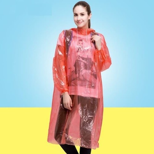 Jas Hujan Plastik LDPE Poncho Lengan Panjang Emergency Rainc