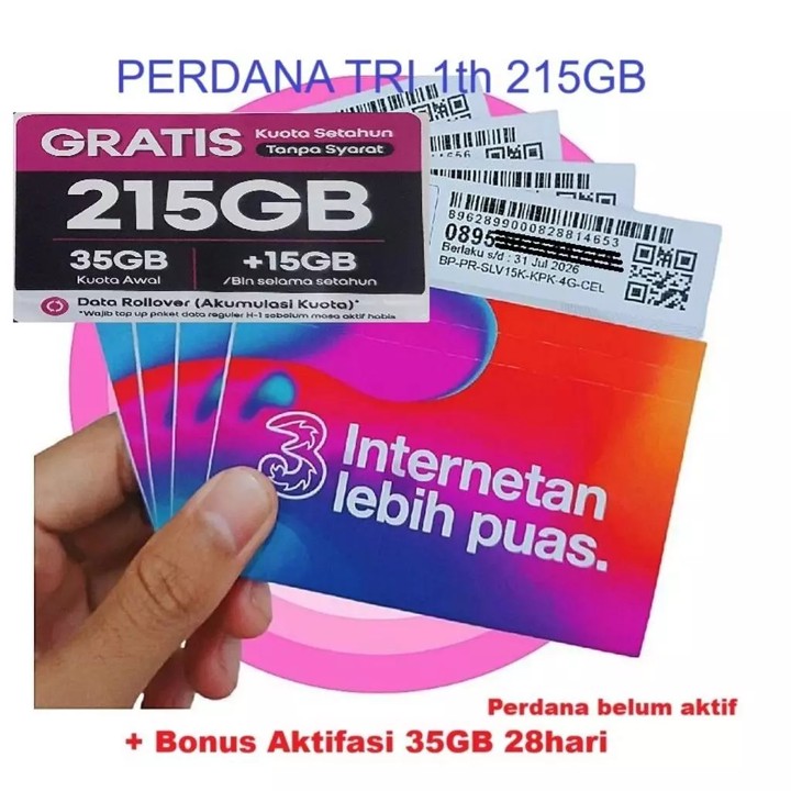 Three Tri Hifi Air Kuota 215GB 1 Tahun 15GB/Bulan Kartu Modem Wifi Hifi Air