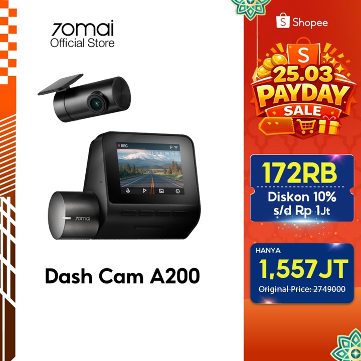 70mai Dash Cam A200 Set Dual-Channel 1080P HDR Fov 130 70mai Night Owl Vision Dashcam Mobil