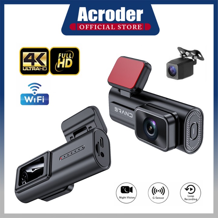 Acroder Dashcam Mobil K04 WIFI 4K GPS 3 Inch Layar Night Vision Dual Lens Perekaman Loop 24 jam