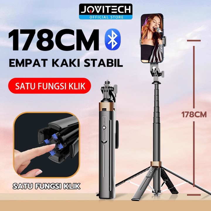 Jovitech Tripod 4 Kaki Stabil Tongsis Selfie Stick Bluetooth