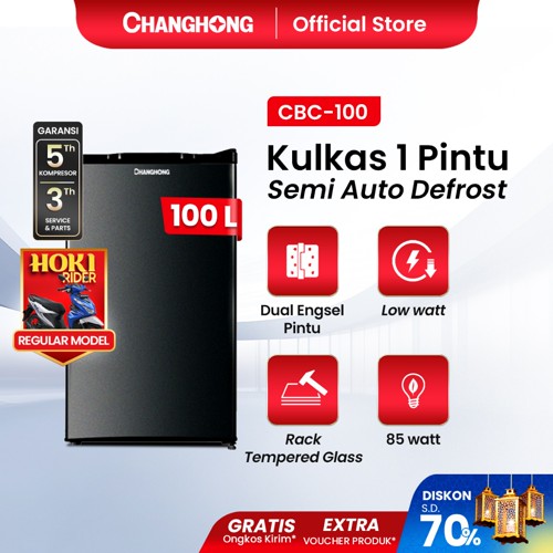 Changhong Kulkas 1 pintu (Refrigerator) Lemari Es Kapasitas 100 Liter – Black CB