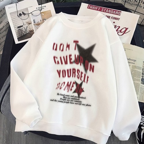 Dont Give Up Crewneck Sweater pria dan wanita Lengan Panjang Lengan Panjang Over