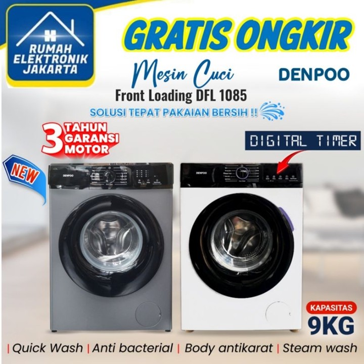 Mesin Cuci Front Loading DFL 1085 NEW ( 9KG ) Denpoo