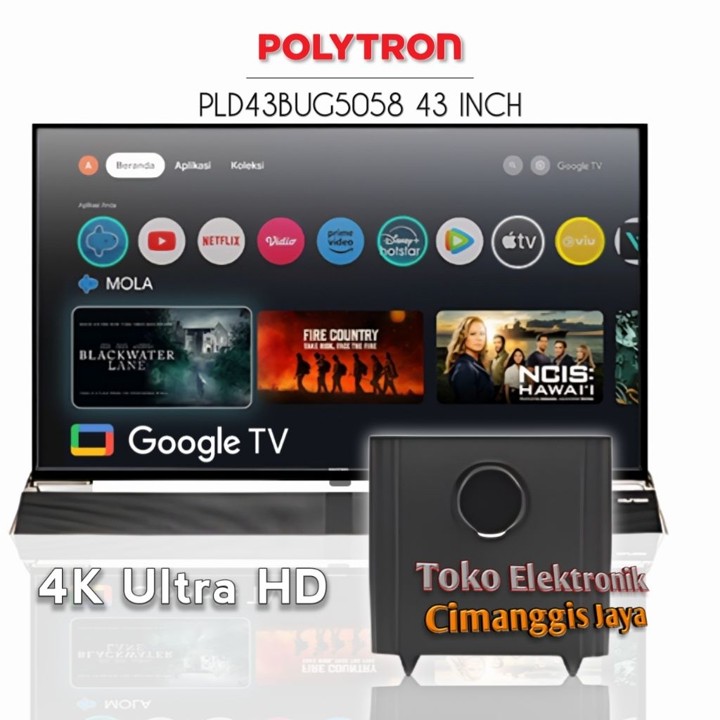 Smart tv led Polytron 43 inch Cinemax Soundbar android tv sm