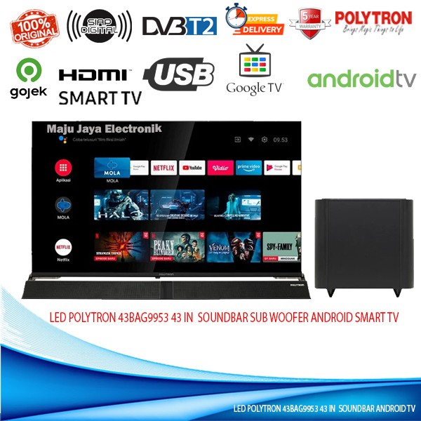 LED TV Polytron PLD 43BG5058 43 In SubWoofer Soundbar SMART 