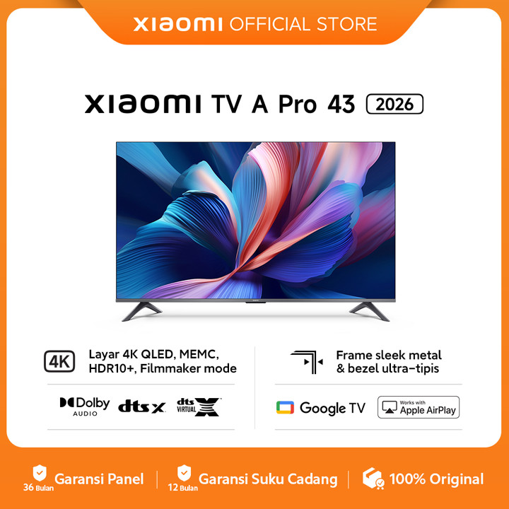 Xiaomi TV A Pro 43 2026 | Layar 4K QLED MEMC HDR10+ Filmmake