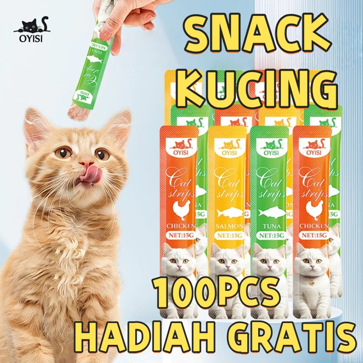 Snack Cemilan Kucing Creamy Treats 100/50 Pcs 3 Rasa Ayam Salmon Tuna Minyak Ikan Prebiotik Ayam Cemilan Kucing Makanan Kucing