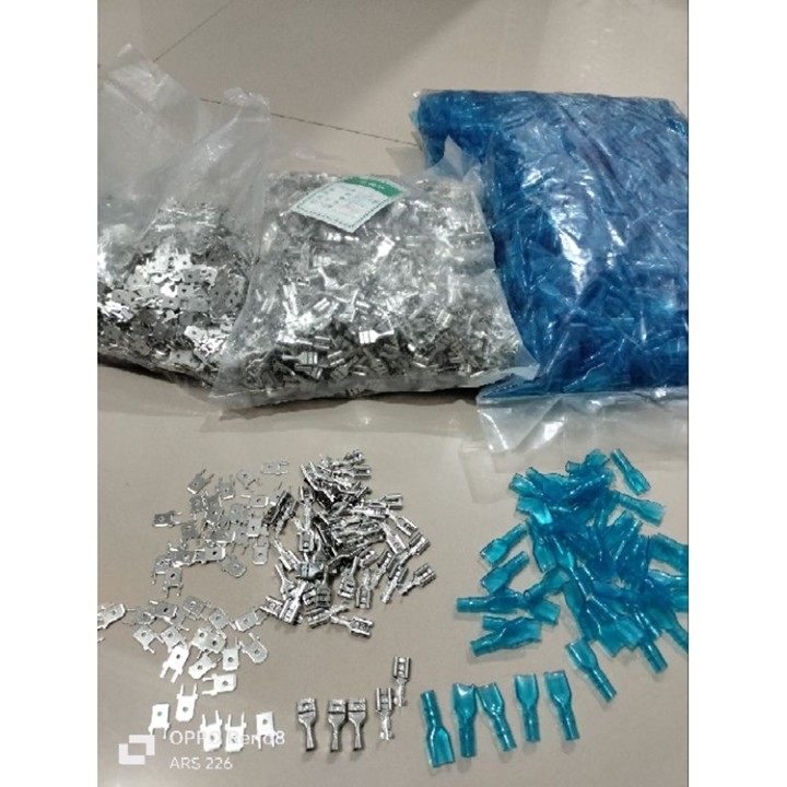 Skun kabel 6,3mm silver 1set male female karet