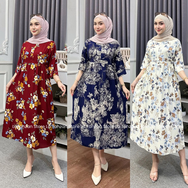 Midi Dress Miranda 3/4 / Hazzel Dress /  Dress Rayon Viscos / Gamis Busui Friendly
