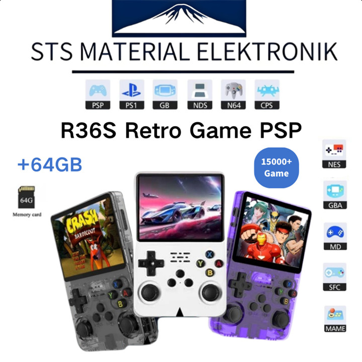 COD R36S Retro Game PSP Handheld Gamebot Multi Console Gameboy PSP PS1 Nintendo Bisa Connect TV Console Portable 3.5 inch Mario, Pokemon, GTA Crash Bandicoot, Tekken