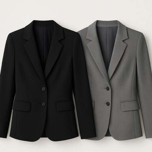 BLAZER HITAM KANCING 2,blazer kantor kantong 2,blezer formal wanita