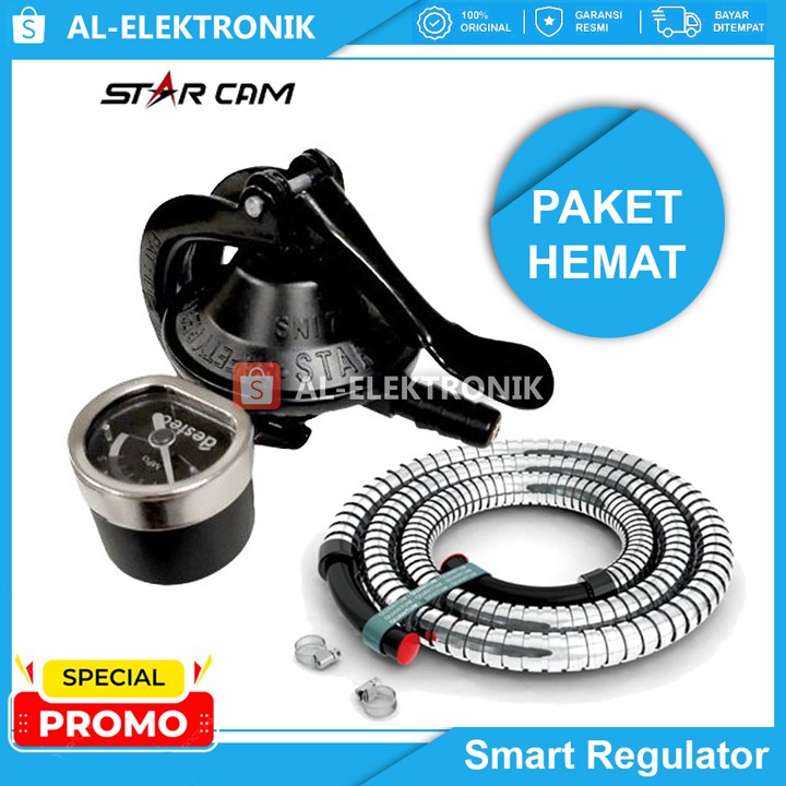 FREE BUBLE WARP STAR CAM SC T12RM Paket Selang - Regulator Gas LPG Tekanan Rendah Kwalitas SNI