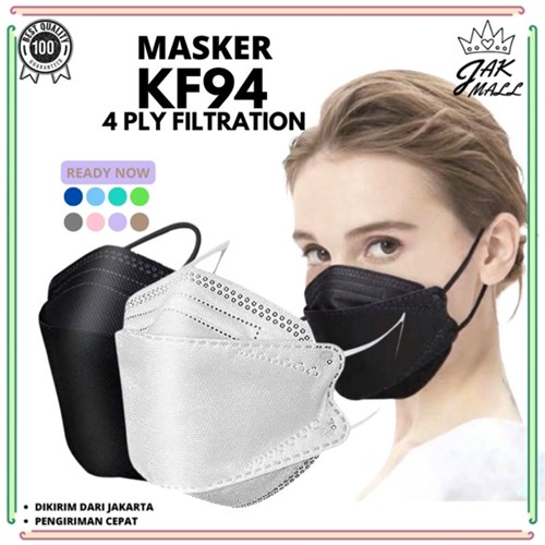 Masker KF94 4Ply Isi 50 Pcs Hitam Putih Earloop JM