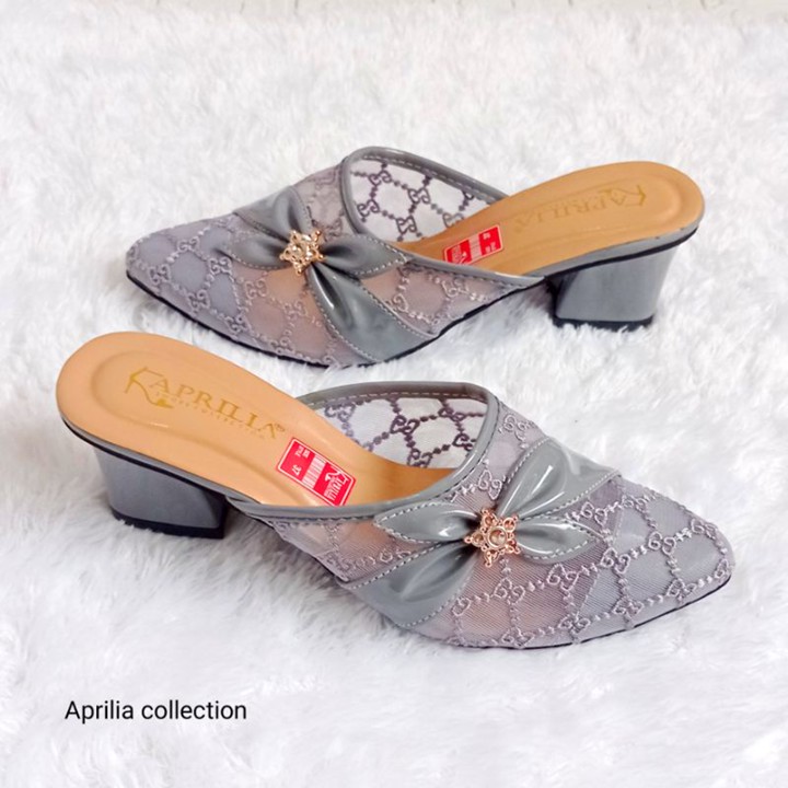 Sandal sepatu heels brukat pesta wanita terbaru hak tahu 5cm Aprilia collection/sendal sepatu heels pengantin pernikahan wanita remaja kekinian intan shoes collection bisa cod